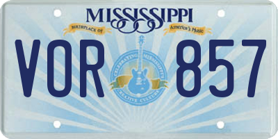 MS license plate VOR857