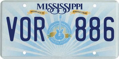 MS license plate VOR886