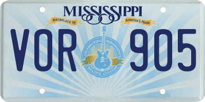 MS license plate VOR905