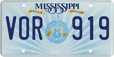 MS license plate VOR919