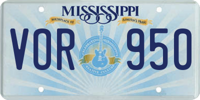 MS license plate VOR950