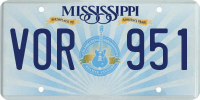 MS license plate VOR951