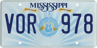 MS license plate VOR978