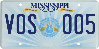 MS license plate VOS005