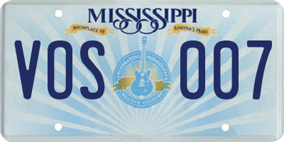 MS license plate VOS007