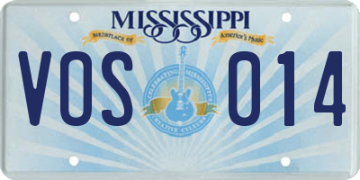 MS license plate VOS014