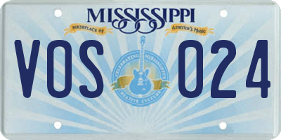 MS license plate VOS024
