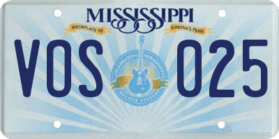 MS license plate VOS025