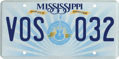 MS license plate VOS032