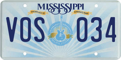 MS license plate VOS034