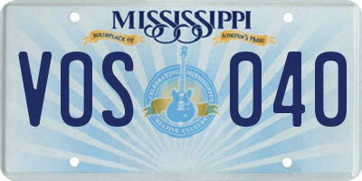 MS license plate VOS040
