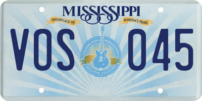 MS license plate VOS045