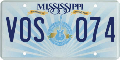 MS license plate VOS074