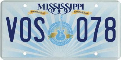 MS license plate VOS078