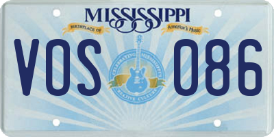 MS license plate VOS086