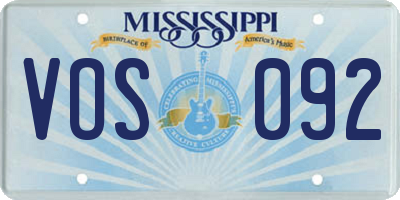 MS license plate VOS092