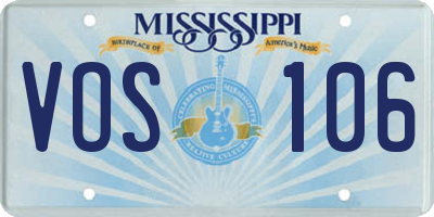 MS license plate VOS106