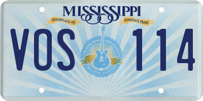 MS license plate VOS114
