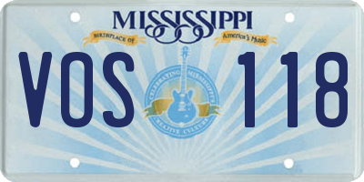 MS license plate VOS118