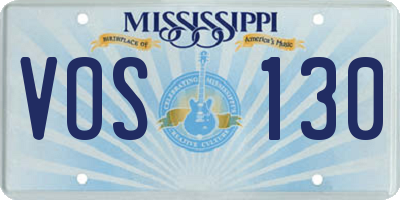MS license plate VOS130