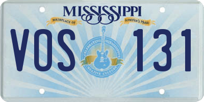 MS license plate VOS131