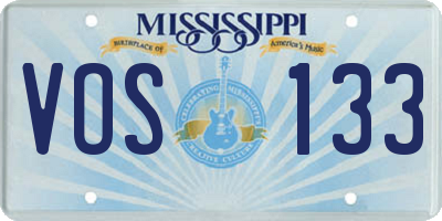 MS license plate VOS133