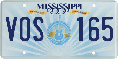 MS license plate VOS165