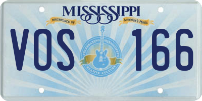 MS license plate VOS166