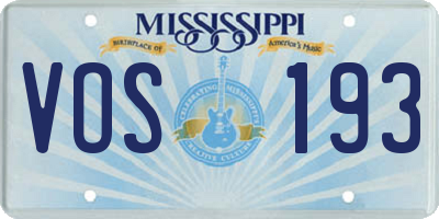 MS license plate VOS193