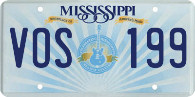 MS license plate VOS199