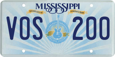MS license plate VOS200