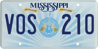 MS license plate VOS210
