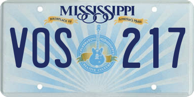 MS license plate VOS217