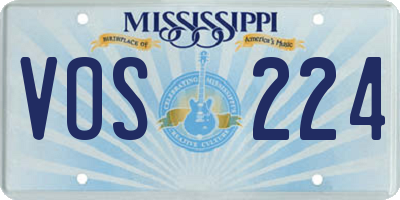 MS license plate VOS224