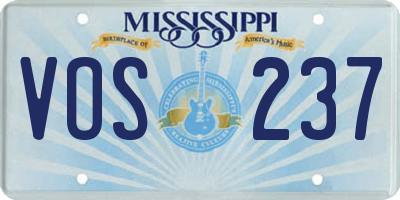 MS license plate VOS237