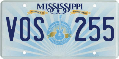 MS license plate VOS255