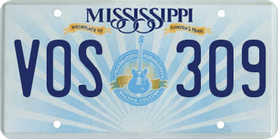 MS license plate VOS309