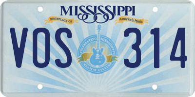 MS license plate VOS314