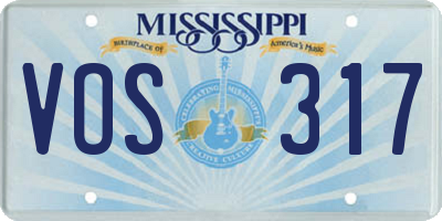 MS license plate VOS317