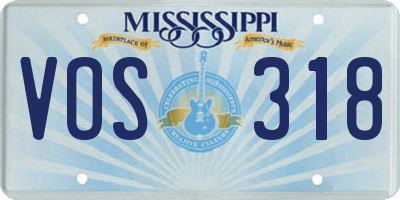 MS license plate VOS318