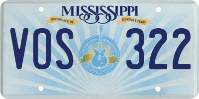MS license plate VOS322