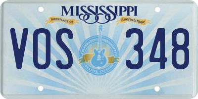 MS license plate VOS348