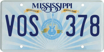 MS license plate VOS378