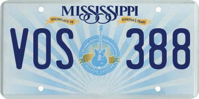 MS license plate VOS388