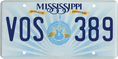 MS license plate VOS389
