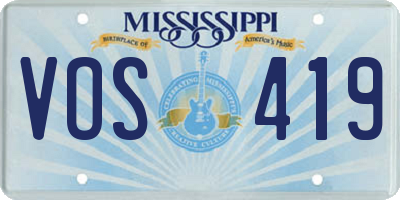 MS license plate VOS419