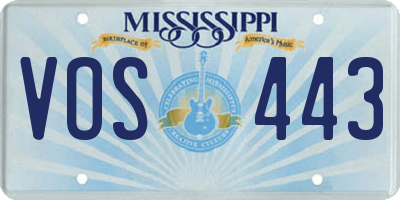 MS license plate VOS443