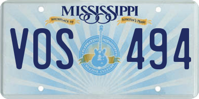 MS license plate VOS494