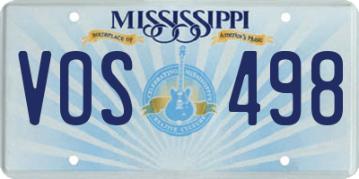 MS license plate VOS498