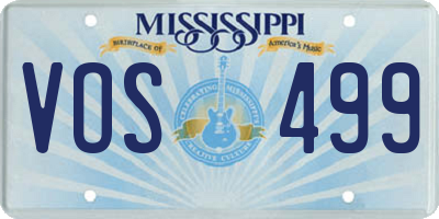 MS license plate VOS499
